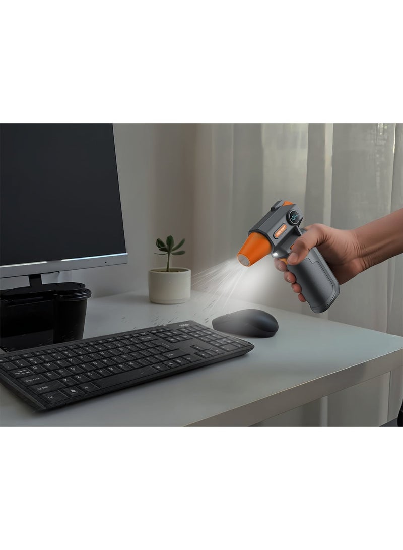 بورودو منفضة هواء توربو لاسلكية مع ضوء عمل LED / منفاخ هواء يعمل لمدة 30 دقيقة / تدفق هواء بثلاث سرعات / منفاخ غبار قابل لإعادة الشحن ومحمول / قوي مع مستوى ضوضاء منخفض - أسود - Image 5